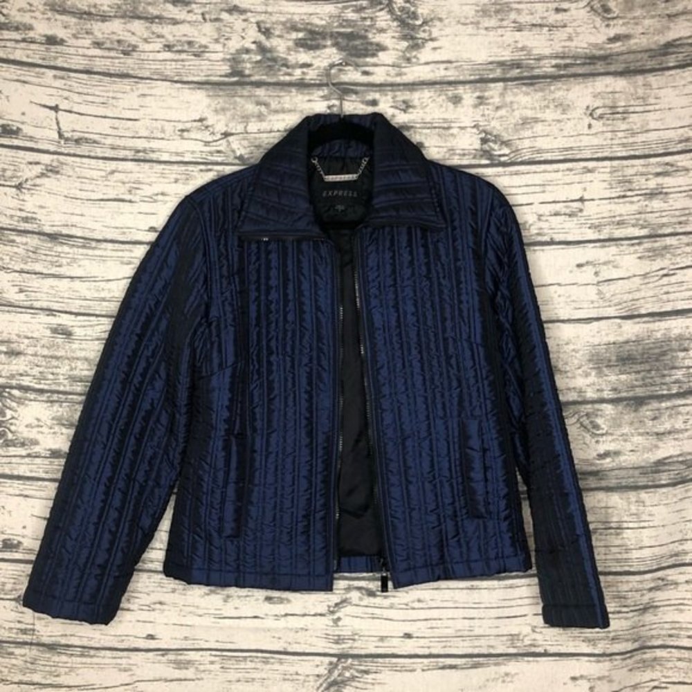 Vintage Express Navy Black Puff Jacket Size Small